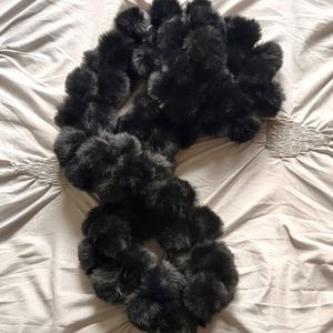 Nordstrom Rack Black Foux Fur Pom Pom Scarf NWOT